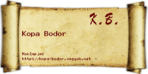 Kopa Bodor névjegykártya